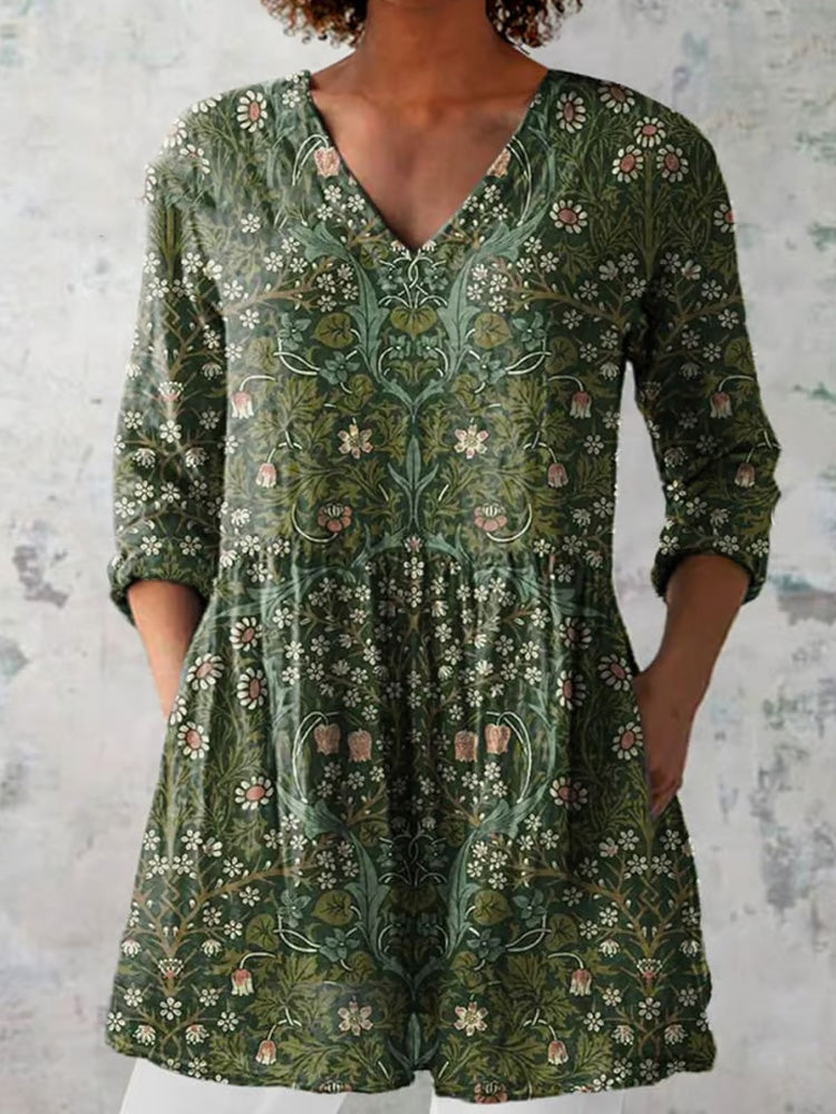 Comstylish Women's Art Iris Floral Blouse