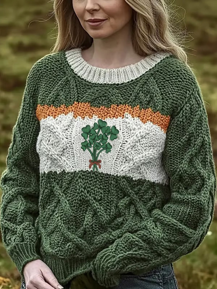 Women's Retro St. Patrick's Day Knitted Sweater artswardrobe