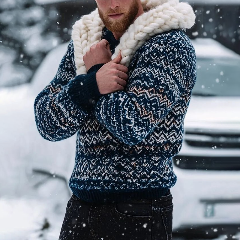 Men's Fairman Island Jacquard Warmth Pattern Zip Up Collar Sweatshirt artswardrobe