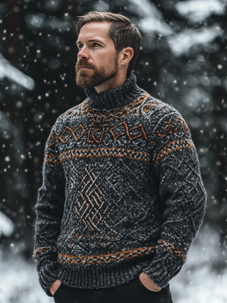 Men's Vintage Viking Inspired Celtic Jacquard Sweater artswardrobe