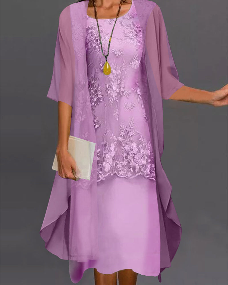 KS | Elegant, two-piece chiffon dress