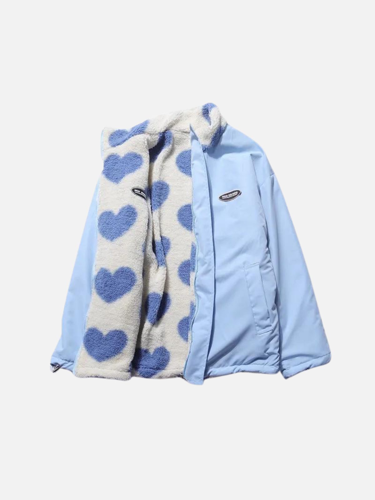 JO | Warm autumn coat with a cozy lining and pretty heart pattern