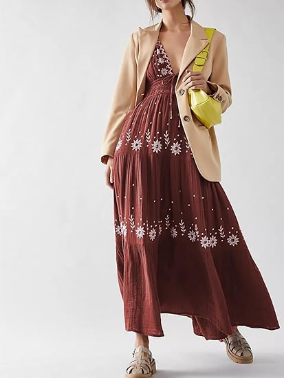 KS | Bohème embroidered maxi dress