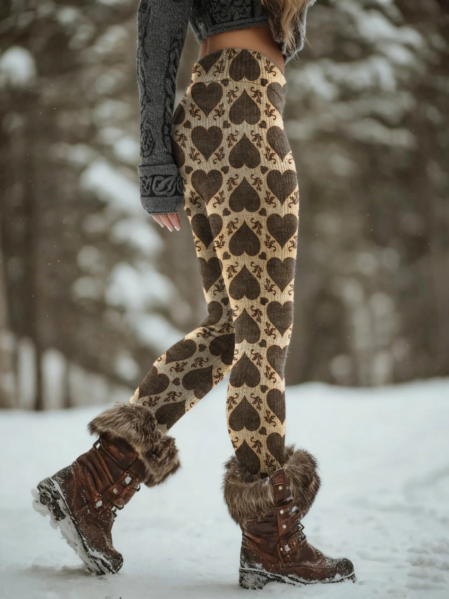 Retro Ethnicity Love Women's Printed Knitted Leggings