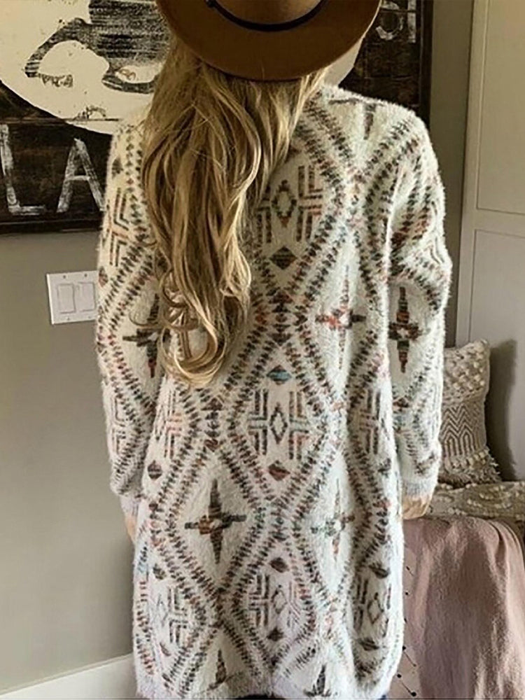 Vintage Tribal Print Cozy Soft Knit Cardigan elevenforest