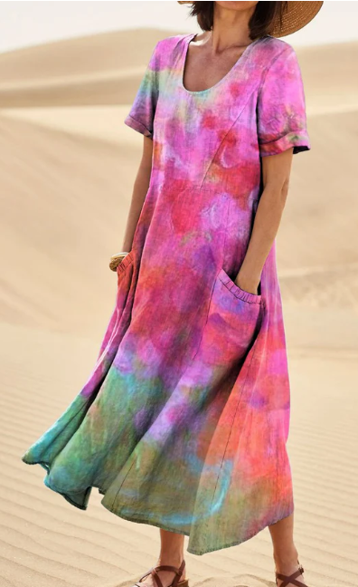 KS | Multicolored pocket print dress for women