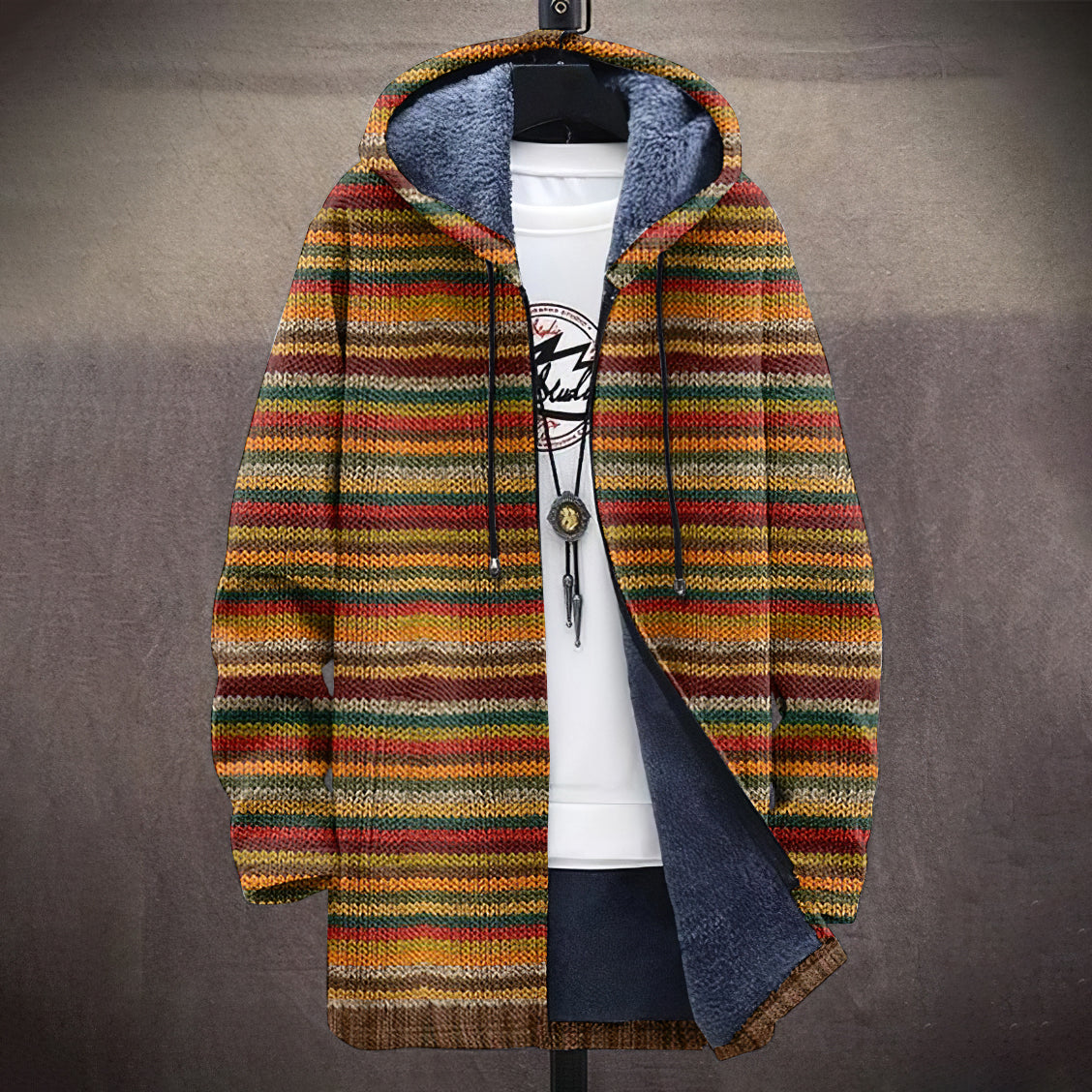 Men's Knitted Jacquard Pattern Cozy Cardigan Sweater elevenforest