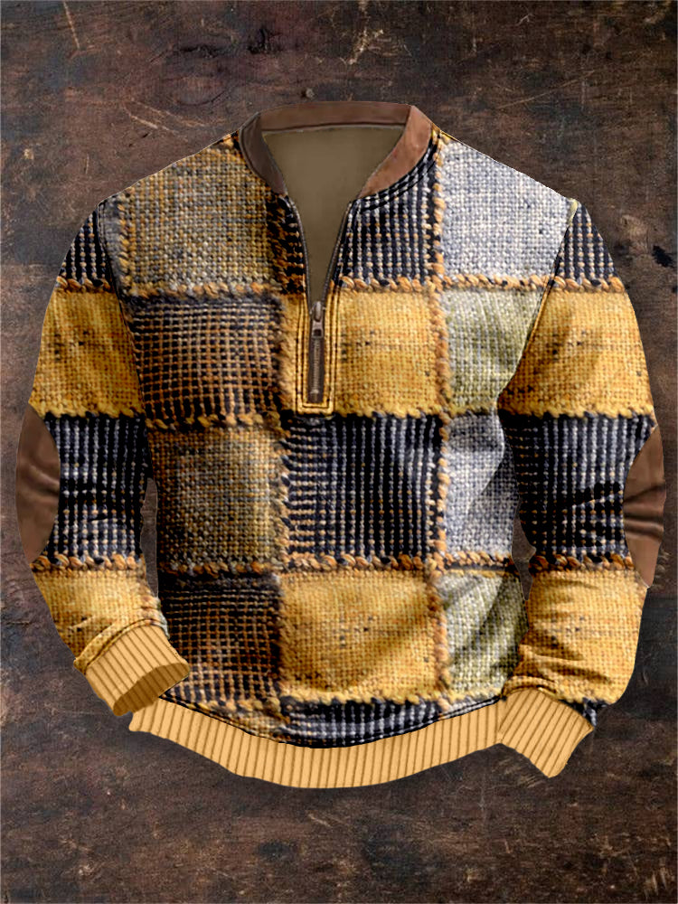 Men's Square Geometric Patchwork Cozy Sweatshirt artswardrobe