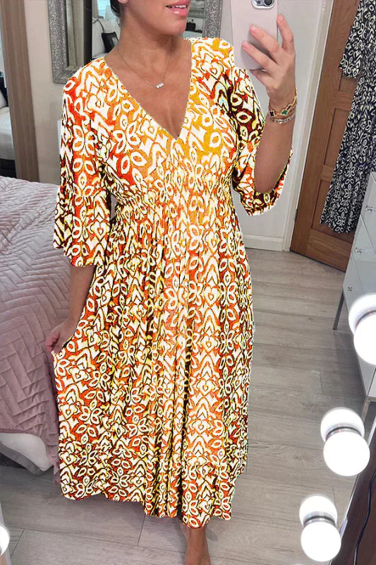KS | Casual floral dress with V-neckline