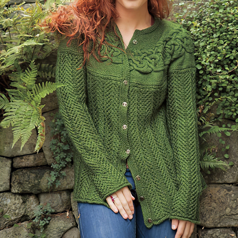 Women's Irish Circlet Pattern Cozy Knit Cardigan artswardrobe