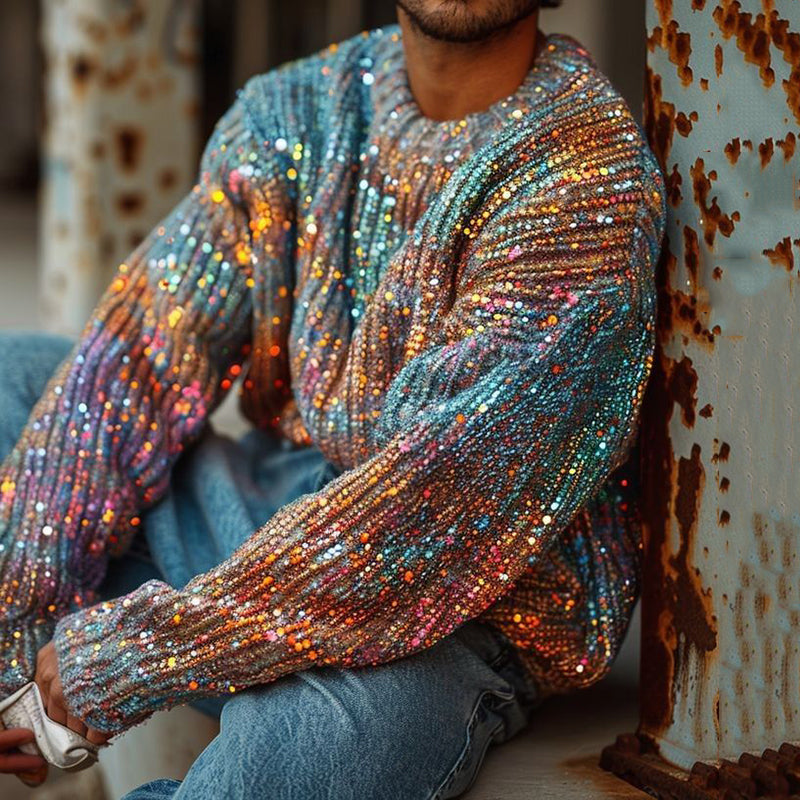 Vintage Rainbow Island Warmth Knitted Jacquard Unisex Sweater artswardrobe