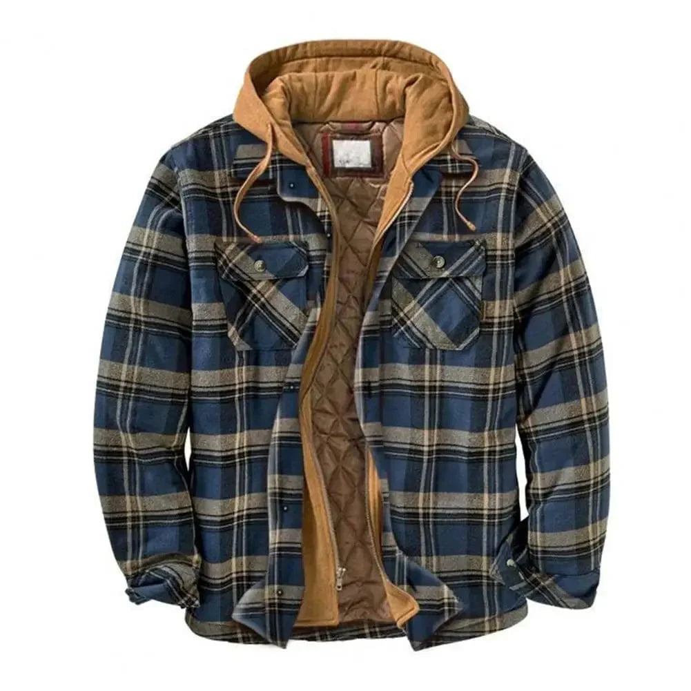 KS | Hooded shirt jacket in cotton flannel