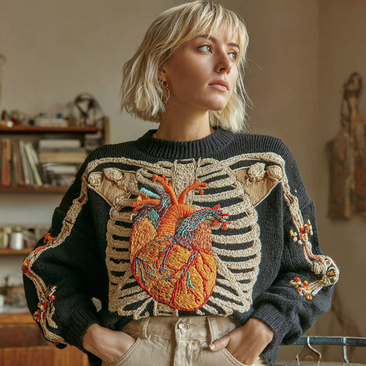 Comstylish Women's Anatomical Knitted Warm Crew Neck Sweater
