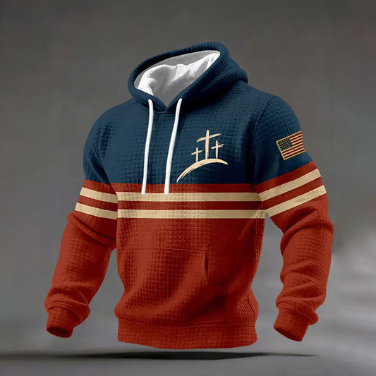 Comstylish Men's Casual Cross Faith Printed Hooded Sweatshirt