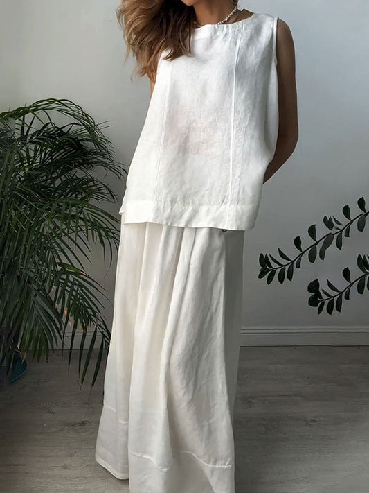 Women's cotton and linen casual suit