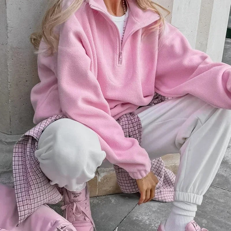 JO | Fleece pullover with half zipper