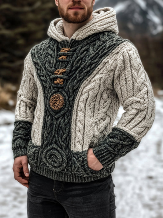 Vintage Celtic Mythology Irish Men's Knit Hooded Sweater elevenforest