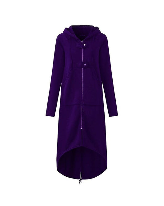 JO | Long women's jacket with zipper and buttons