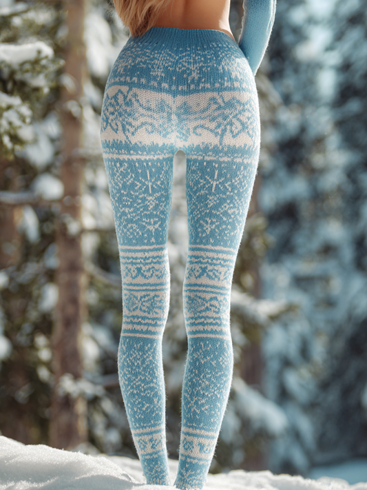Comstylish Snow And Ice Christmas Pattern Design Women's Tight-fitting Leggings