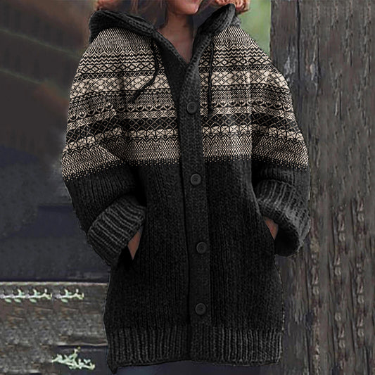 Retro Tribal Geometric Knitted Warm Sweater Cardigan elevenforest