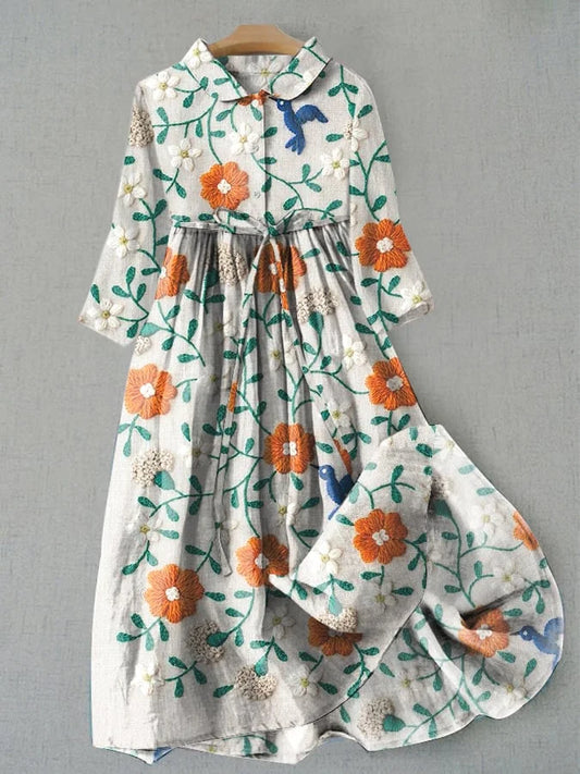 KS | Floral maxi dress with buttons