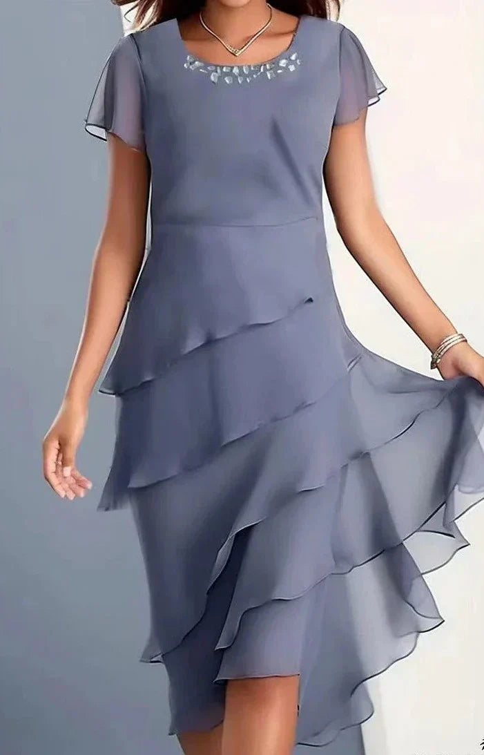 KS | Midi dress in chiffon with layers