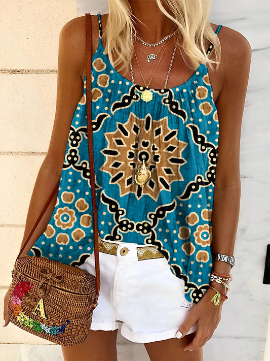 Women's Retro Pattern Art Print Tank Top