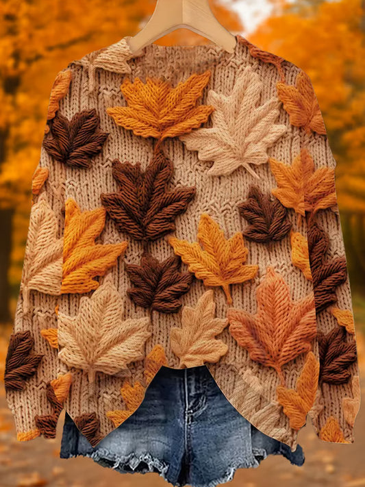 Women's Autumn Maple Leaf Print Sweatshirt artswardrobe