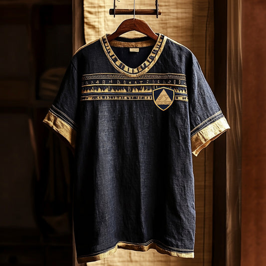 Egyptian Pyramid Art Linen Shirt artswardrobe