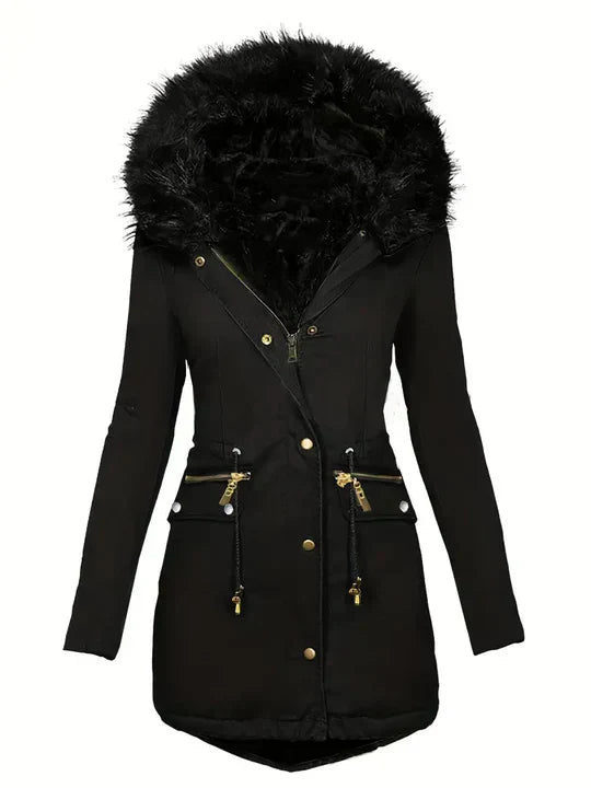 JO | Parka jacket with faux fur hood and drawstring