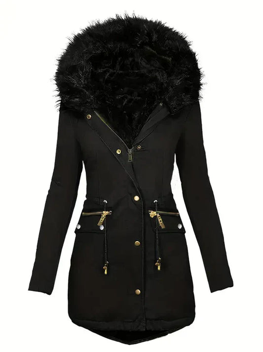 JO | Parka jacket with faux fur hood and drawstring