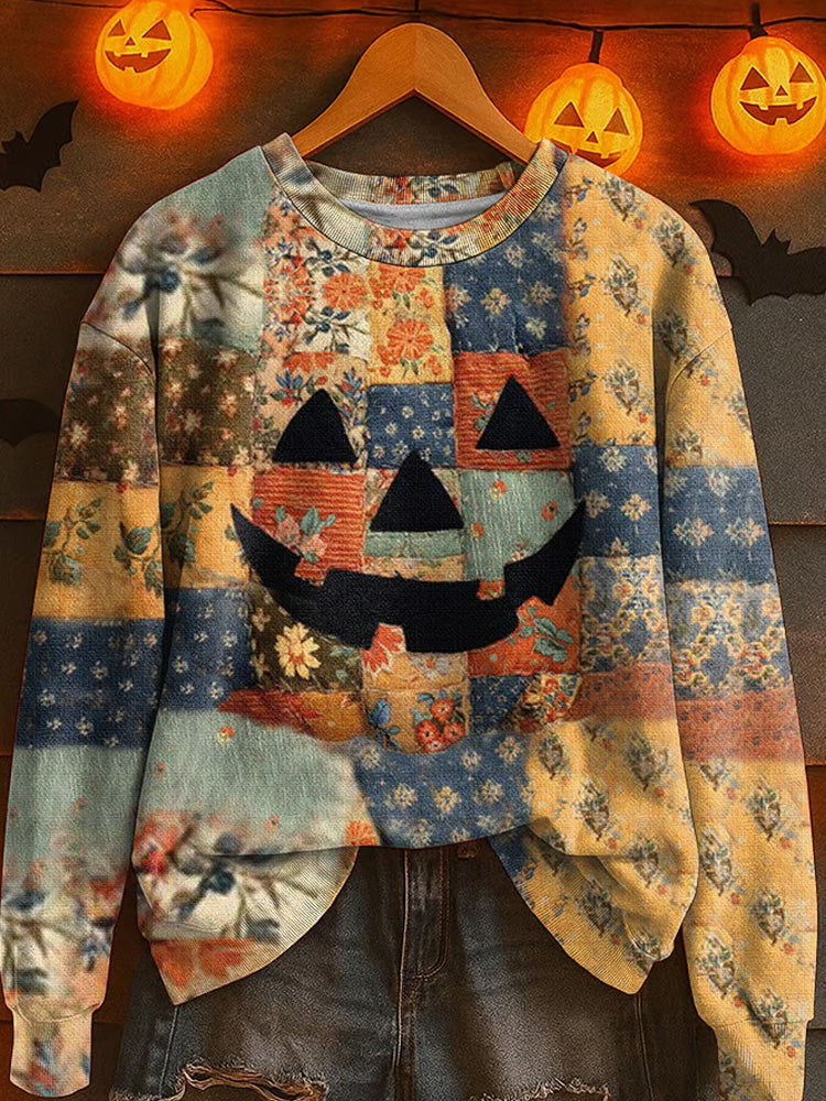 Women's Halloween Print Crew Neck Sweatshirt artswardrobe