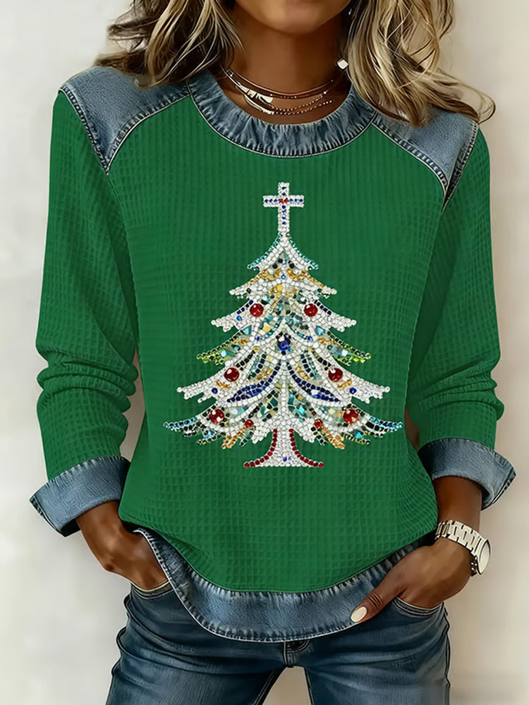 Comstylish Women's Christmas Pattern Patchwork Comfortable