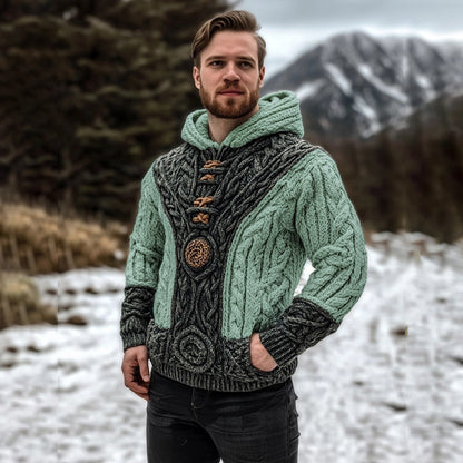 Vintage Celtic Mythology Irish Men's Knit Hooded Sweater elevenforest