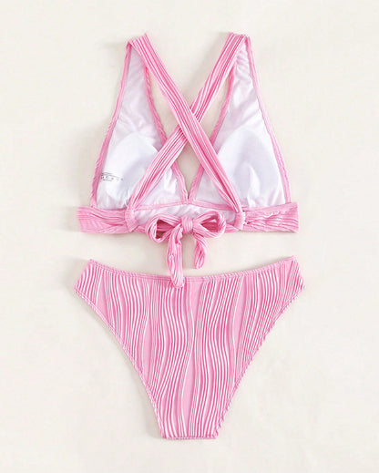 KS | Single-colored, sexy bikini with deep V-neckline