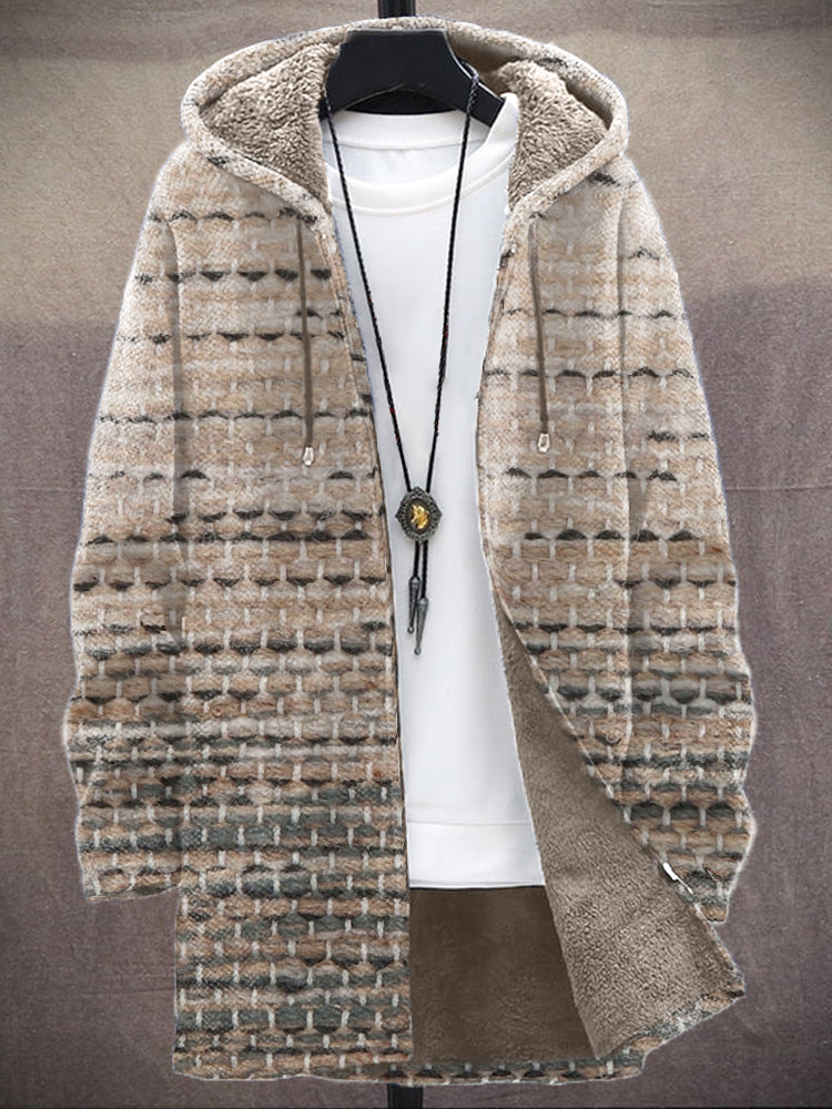 Men's Vintage Pattern Cozy Hooded Cardigan artswardrobe