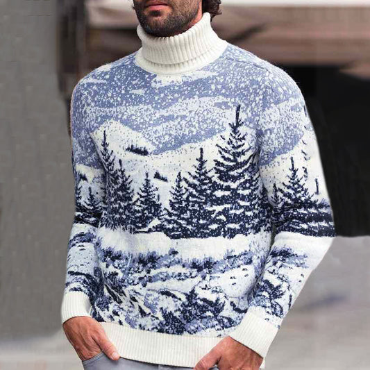 Vintage Snow Jacquard Turtleneck Sweater elevenforest