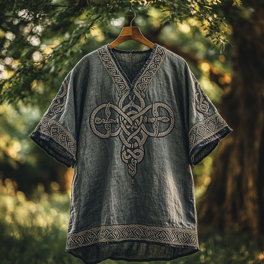 Men's Viking Mythology Celtic Knot Cotton Linen T-shirt artswardrobe