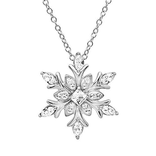 Comstylish Classy Snowflake Diamond Studded Pendant Necklace