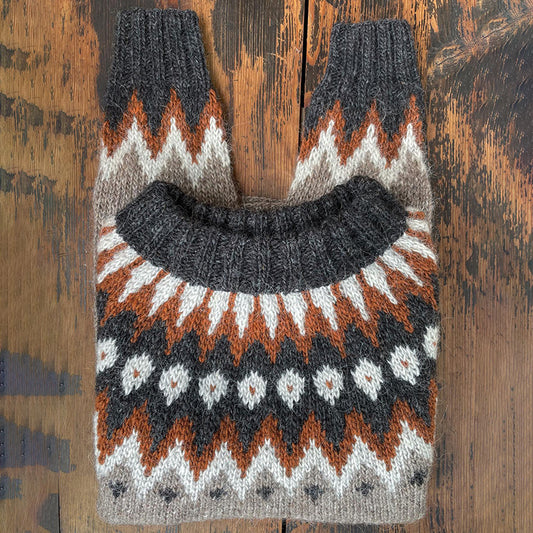 Vintage Icelandic Knit Jacquard Warmth Crew Neck Sweater（Unisex） elevenforest