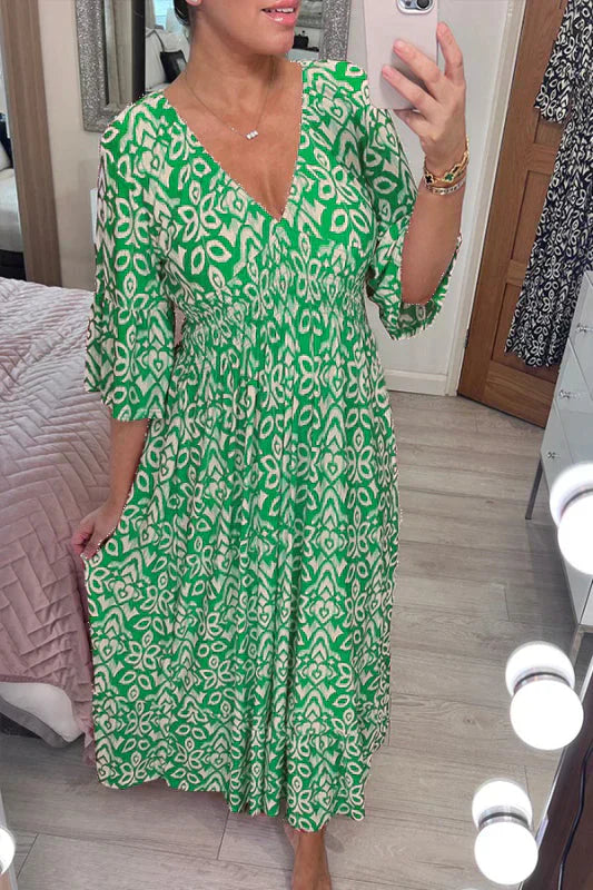 KS | Casual floral dress with V-neckline
