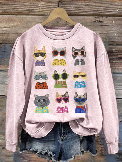 Comstylish Cute Cat Print Sweatshirt