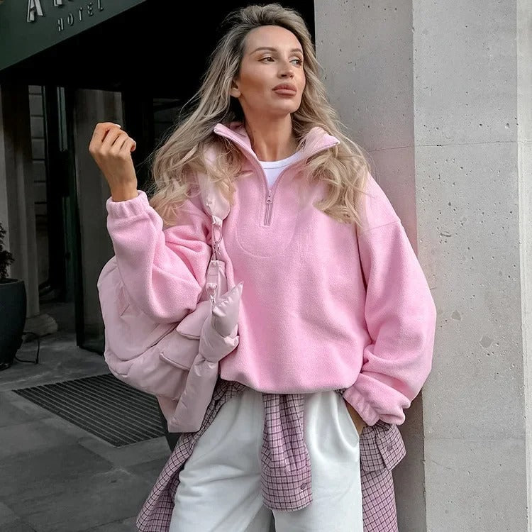 JO | Fleece pullover with half zipper