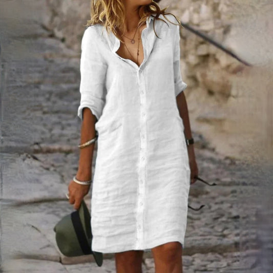 KS | Loose shirt dress with lapel button