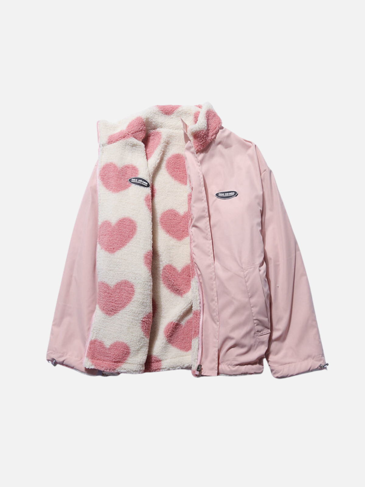 JO | Warm autumn coat with a cozy lining and pretty heart pattern