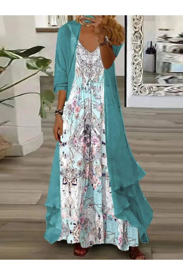 KS | Andrea - Chic green maxi dress with outerwear