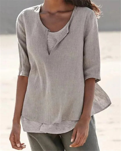 KS | Women's Clothing Half Sleeves V Neck Casual Solid Shirts