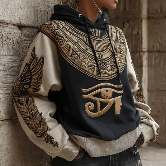 Comstylish Women's Vintage Egyptian Eye Of Horus Symbol Cozy Hoodie