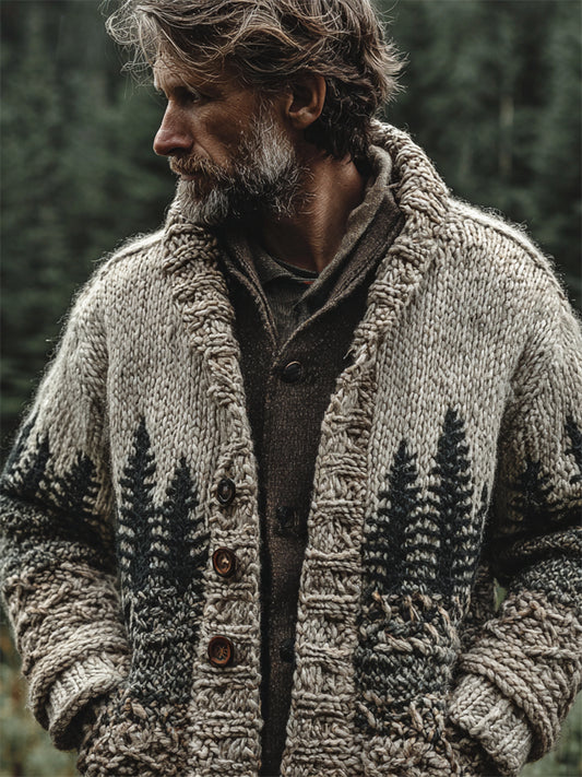 Men's Vintage Forest Inspired Cozy Chunky Cardigan artswardrobe
