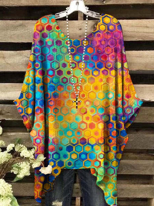 Women's Colorful Gradient Geometric Print Casual Top